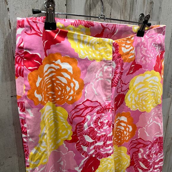 Vintage Lilly Pulitzer White Label Pink Floral Flare Pants Womens Size 4 - Picture 2 of 8